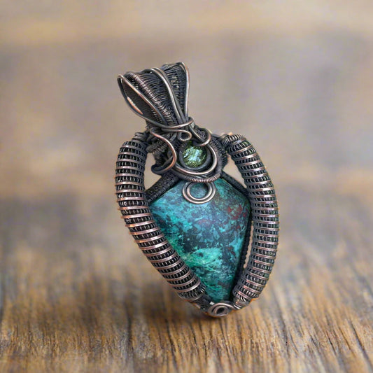 Artisan Sanoran Sunrise and Peridot Copper Pendant