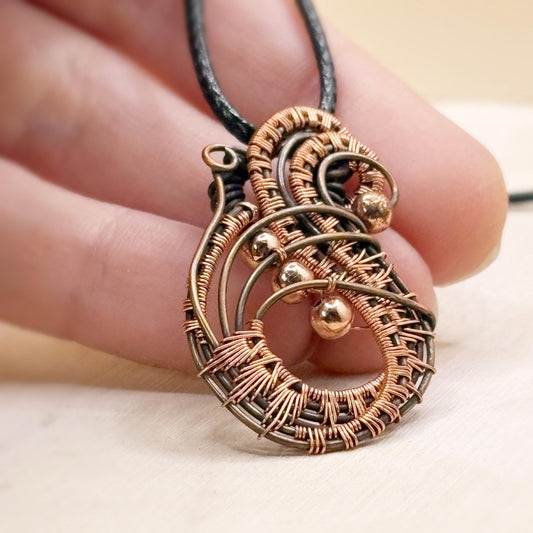 Nothing But Copper Wire Wrap Pendant-p