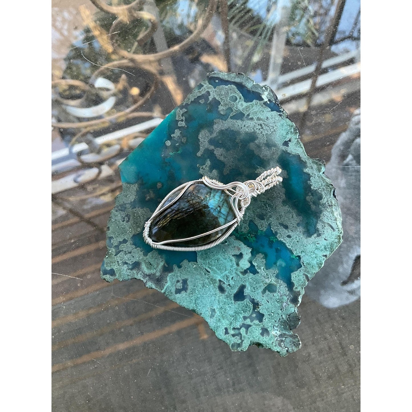 Blue Fire Labradorite Pendant Silver