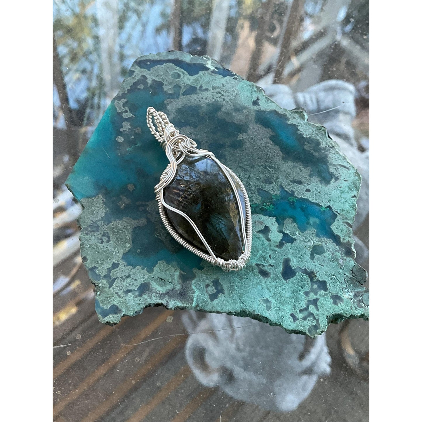 Blue Fire Labradorite Pendant Silver