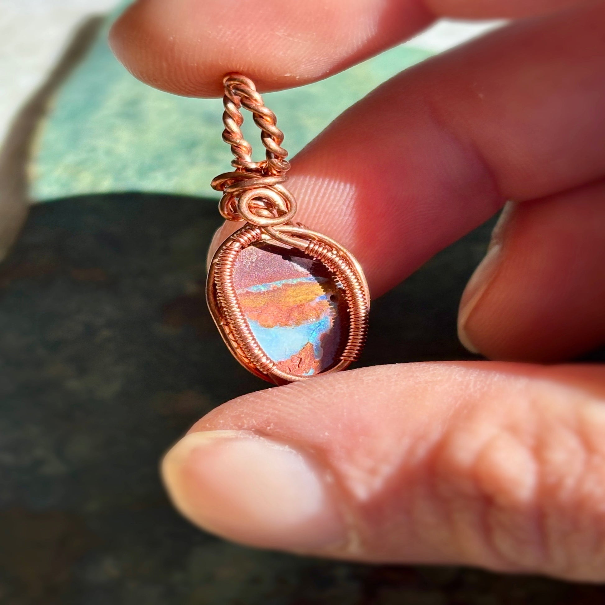 Copper Jewelry Cantera Fire Opal Pendant