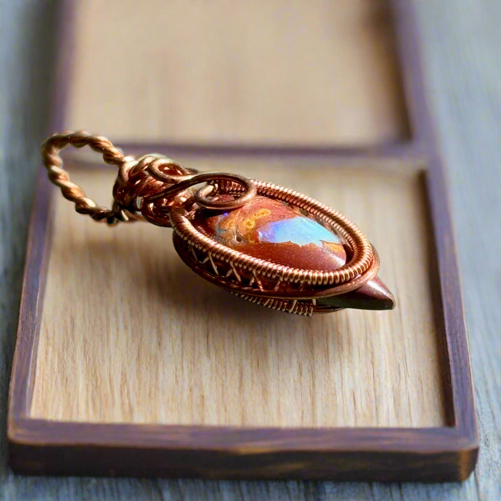 Copper Jewelry Cantera Fire Opal Pendant