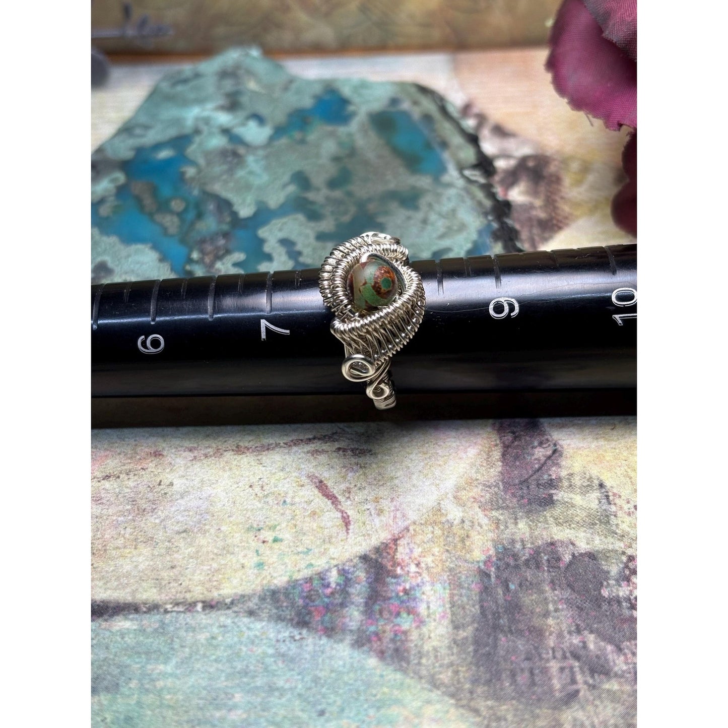 Tibetan Agate Gemstone Ring Silver