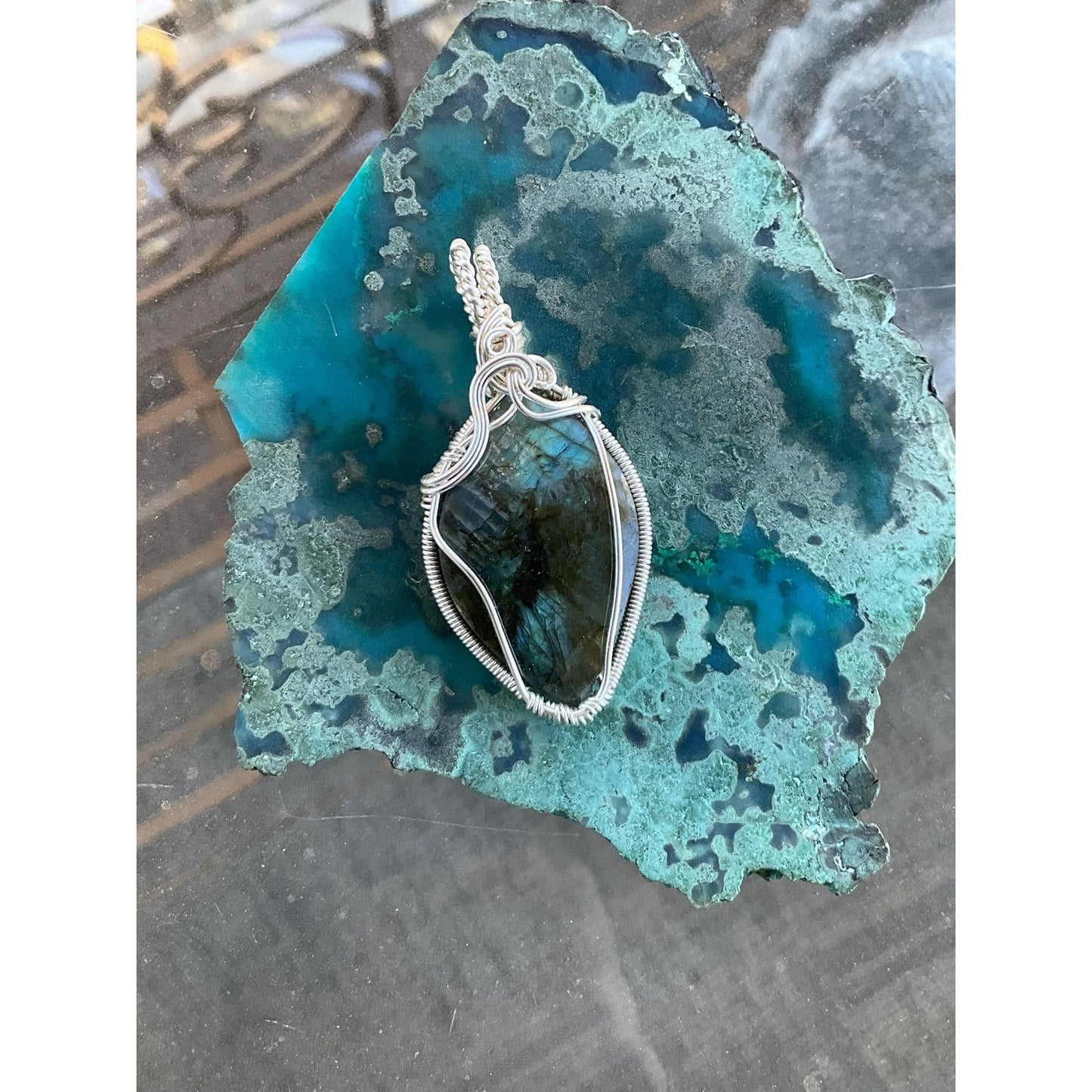 Blue Fire Labradorite Pendant Silver