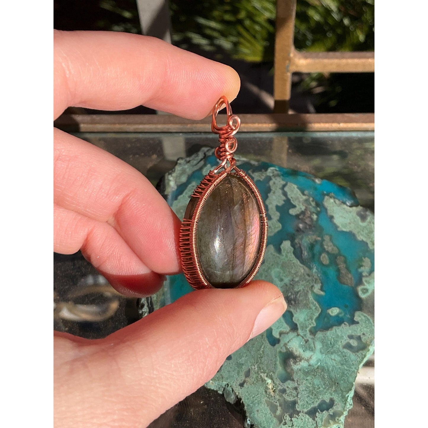 Purple Labradorite Copper Pendant