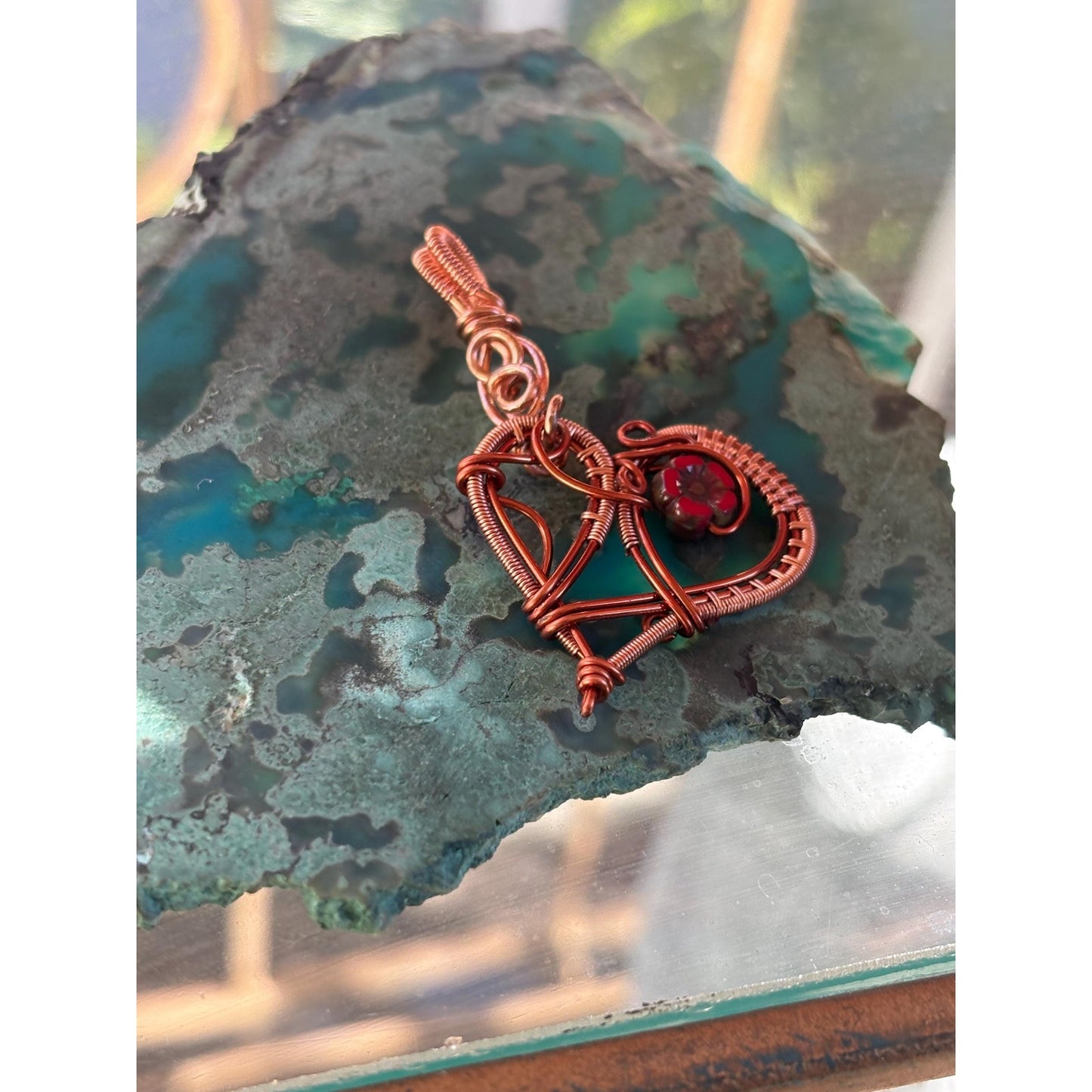 Heart Shape Hand Woven Copper Pendant