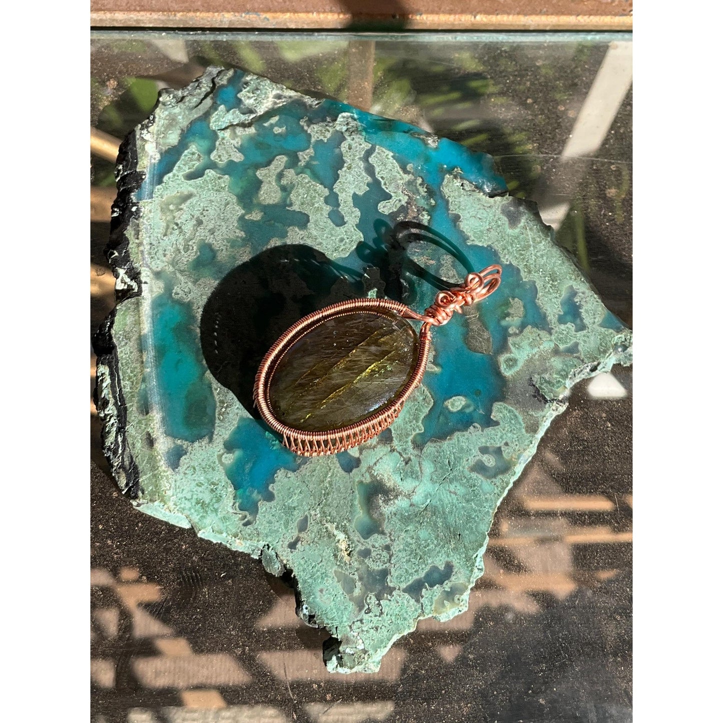 Purple Labradorite Copper Pendant