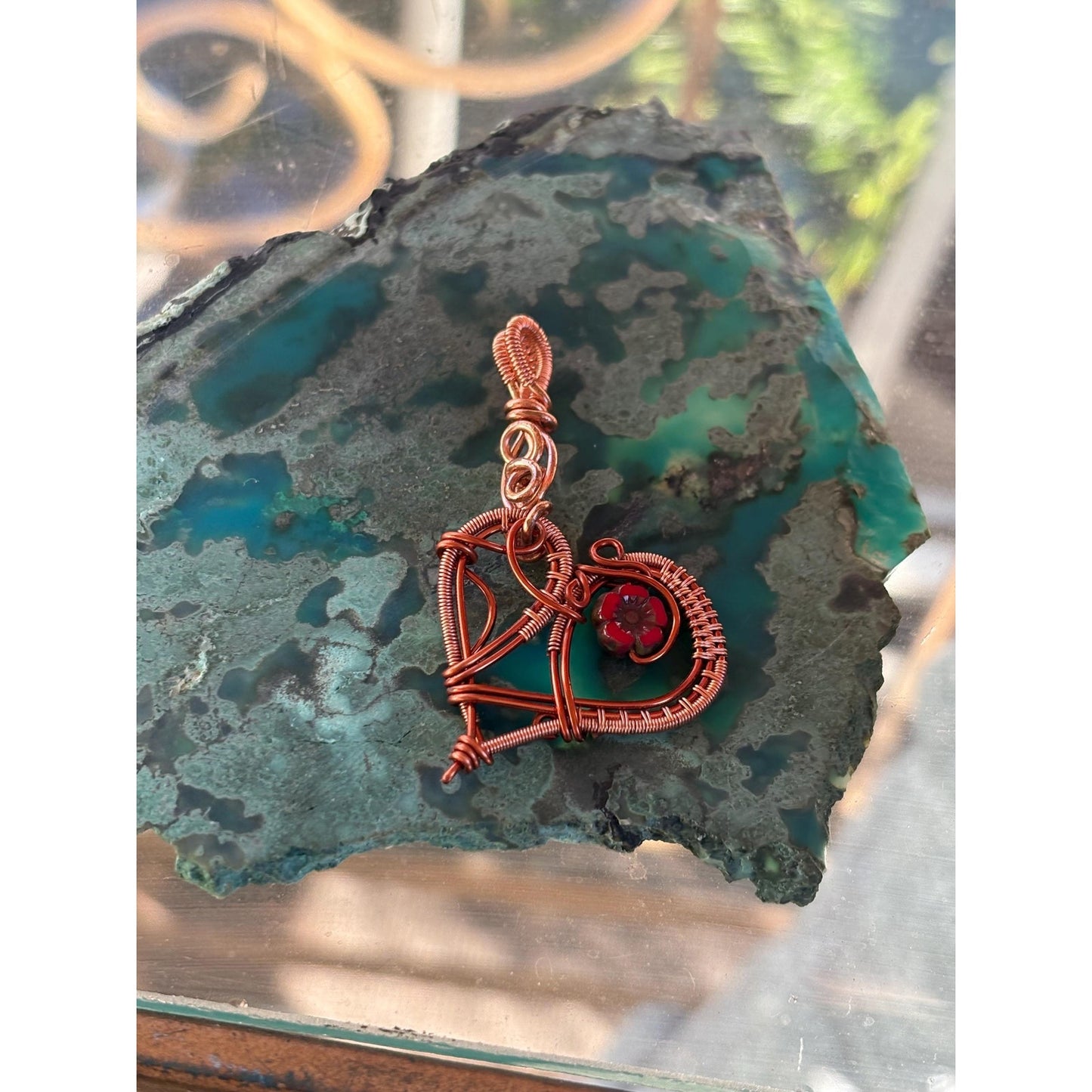 Heart Shape Hand Woven Copper Pendant