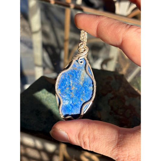 Sterling Silver Lapis Lazuli Wire Wrap Pendant