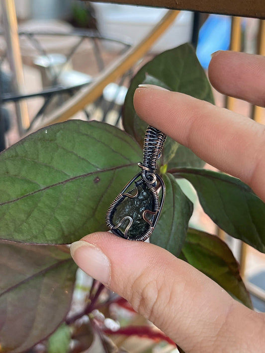 Genuine Moldavite In Copper