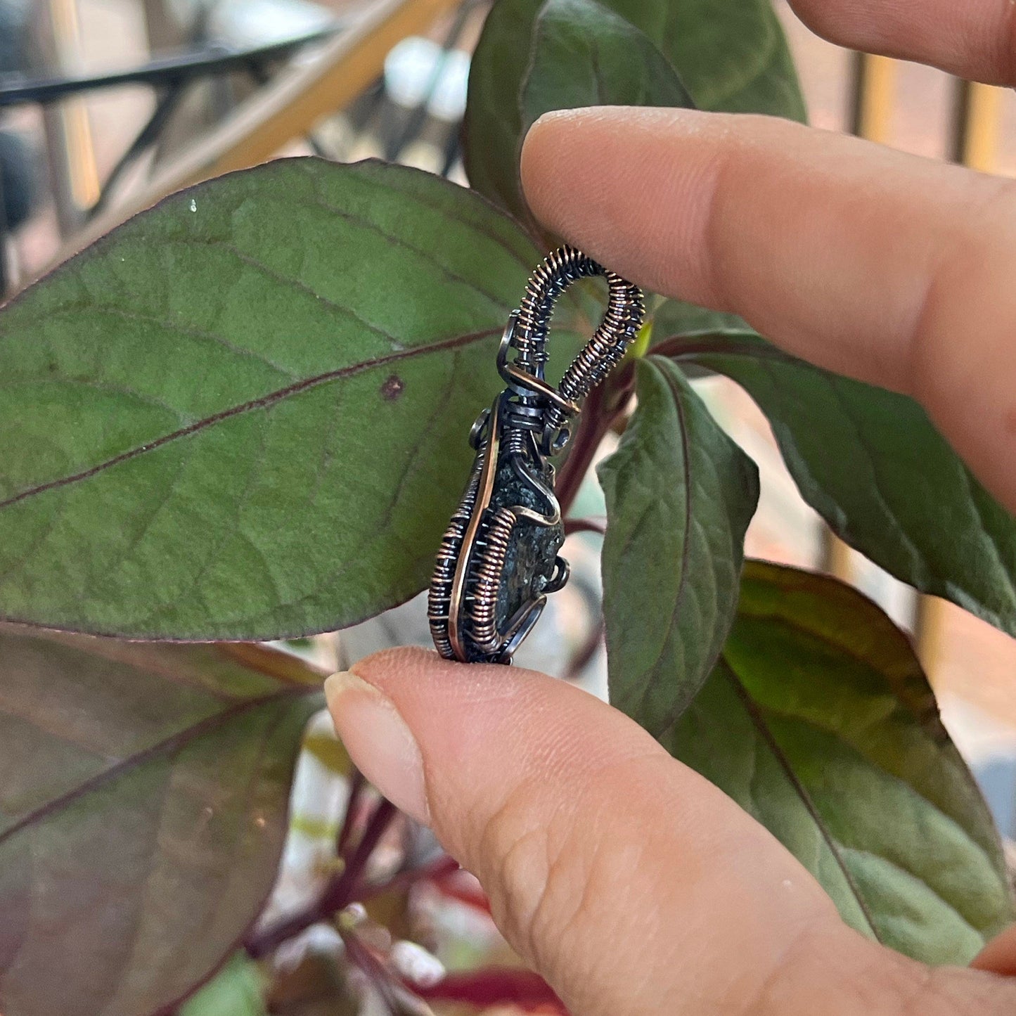 Genuine Moldavite In Copper