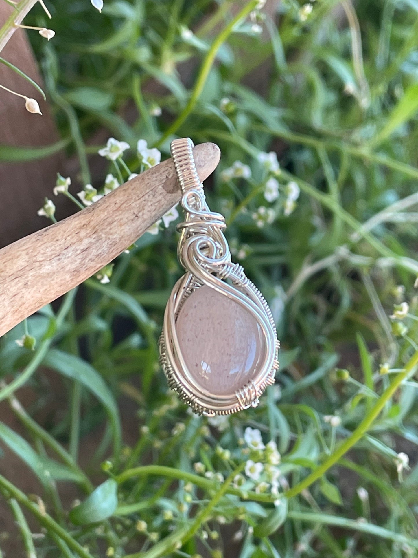 Peach Moonstone In Sterling Silver