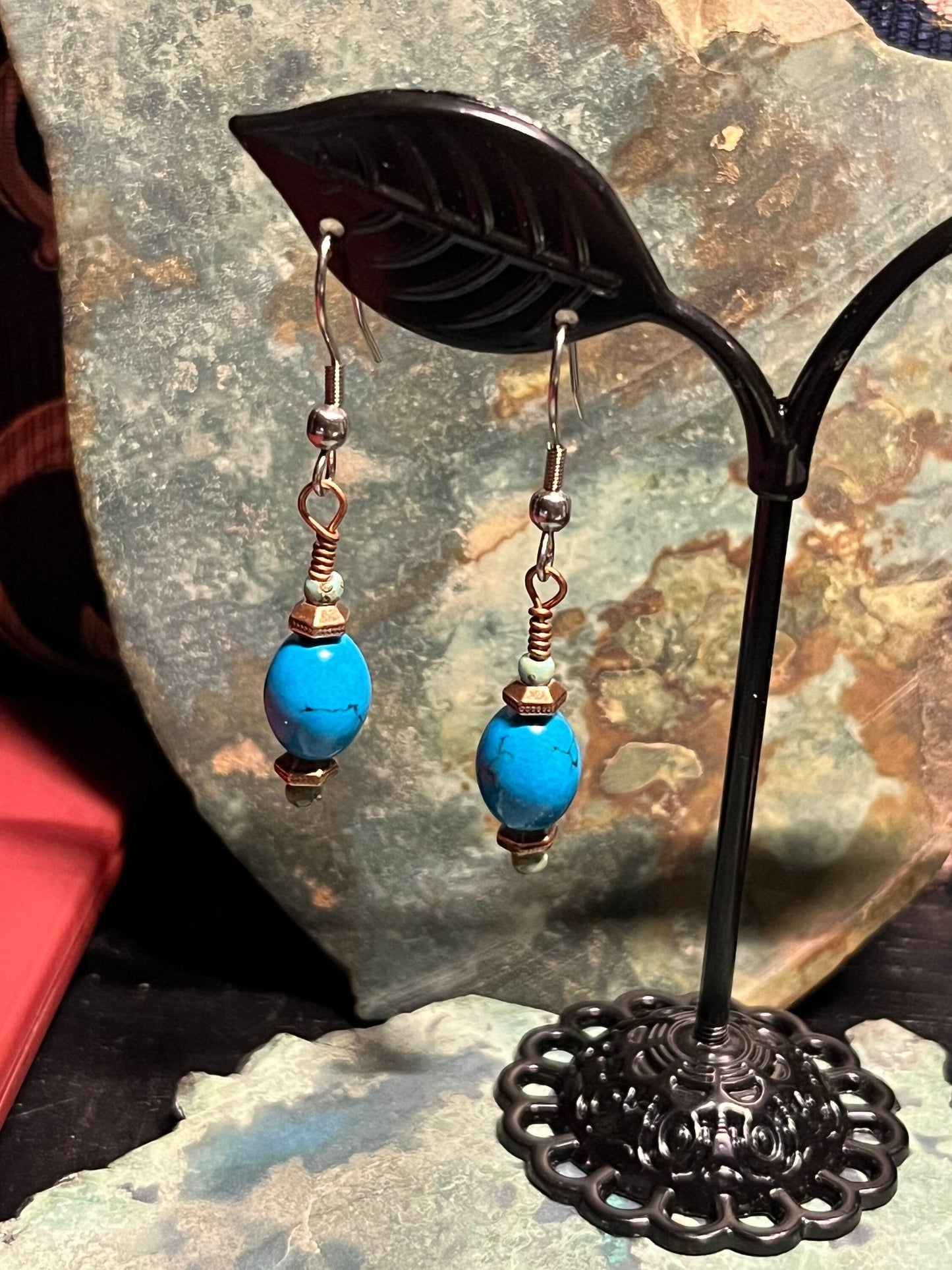 Turquoise Jewelry, Turquoise Earrings, Handmade Earrings, Dangle Earrings, Genuine Turquoise Jewelry, WireWeavedUniques