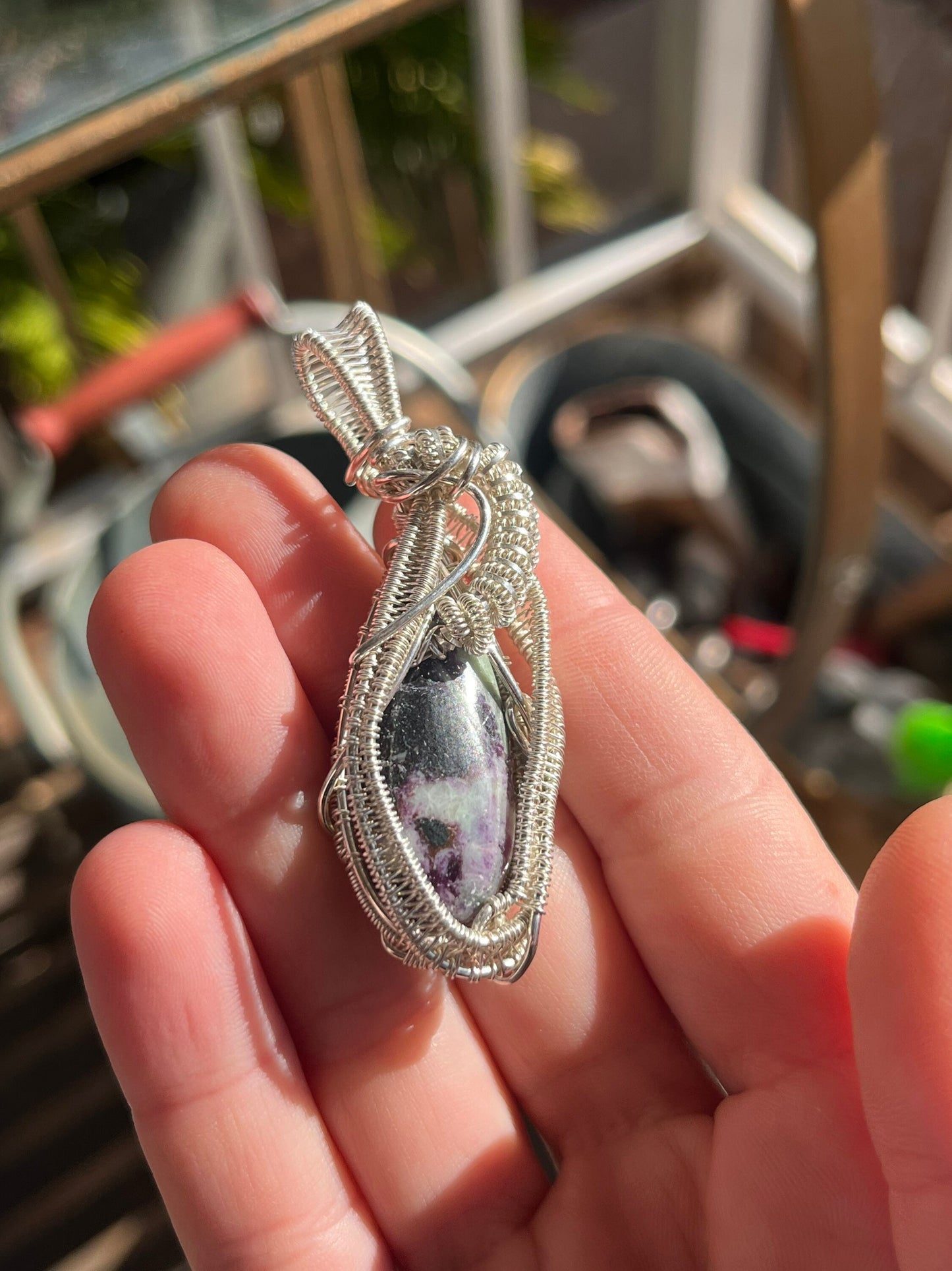 Kammererite Sterling Silver Intricate Pendant