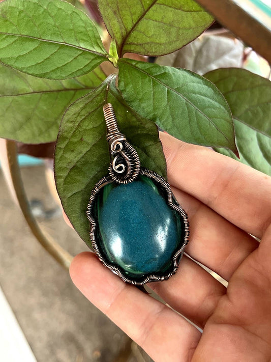 Malchite Azurite Copper Pendant