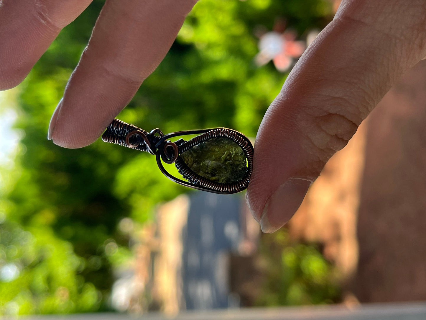 Genuine Moldavite In Copper