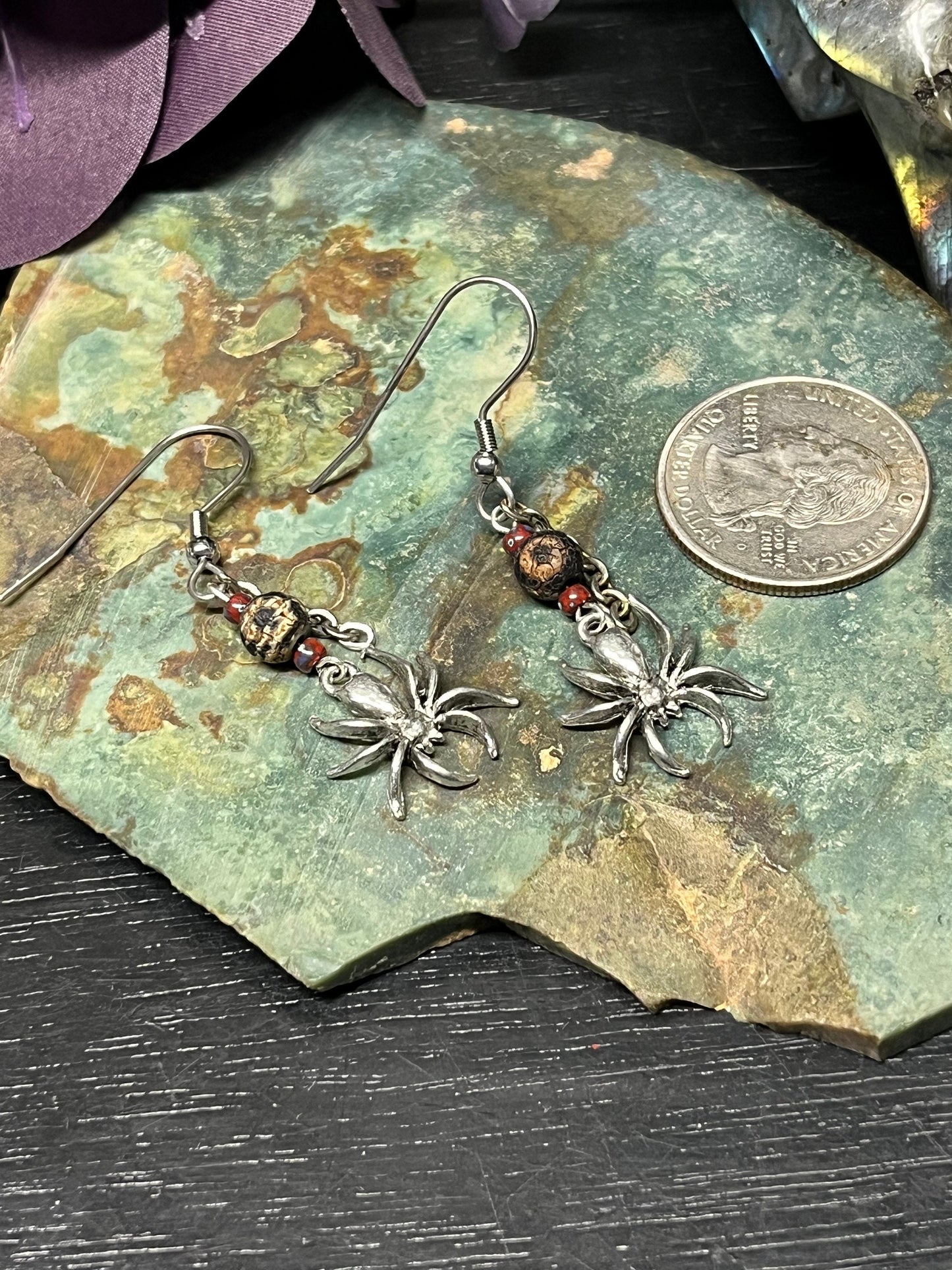 Spider Drop Earrings, WireWeavedUniques