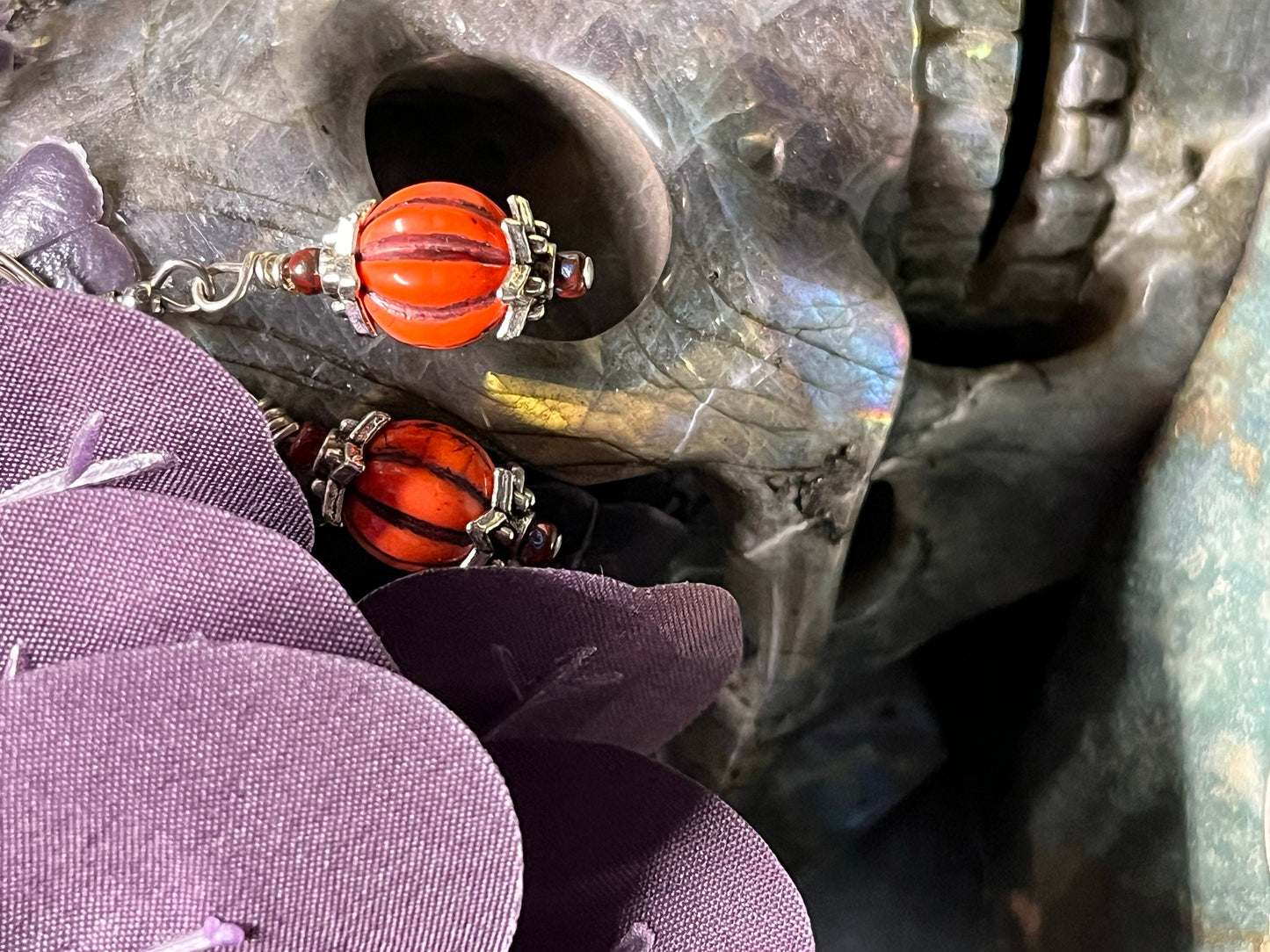 Czech Glass Pumpkin Drop Earrings