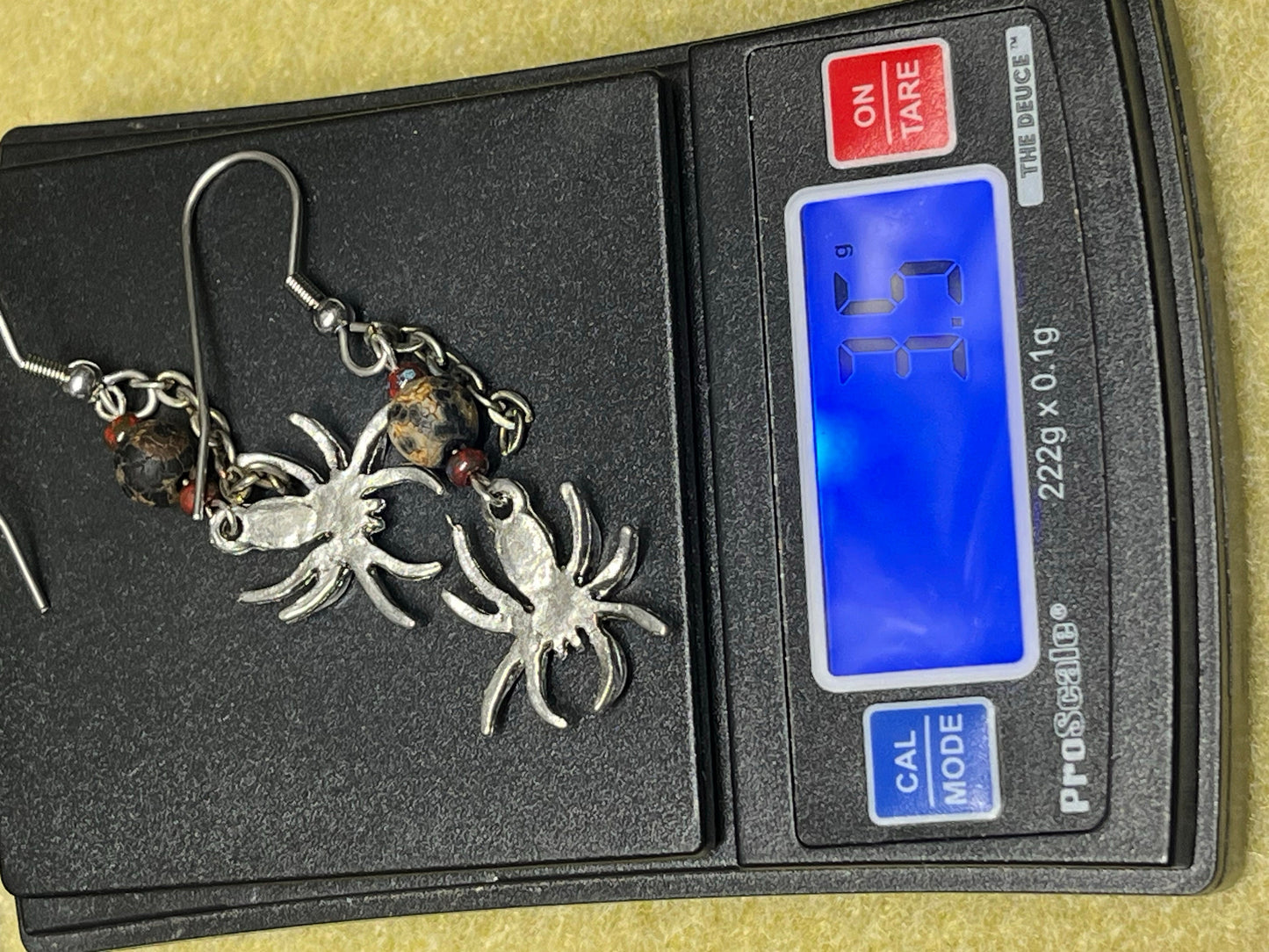 Tibetan Agate Spider Earrings, WireWeavedUniques