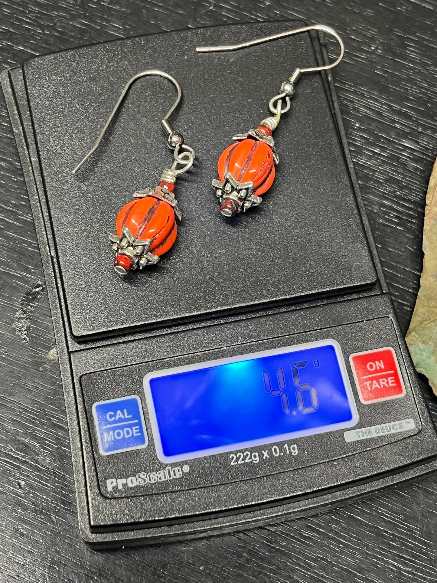 Czech Glass Pumpkin Drop Earrings