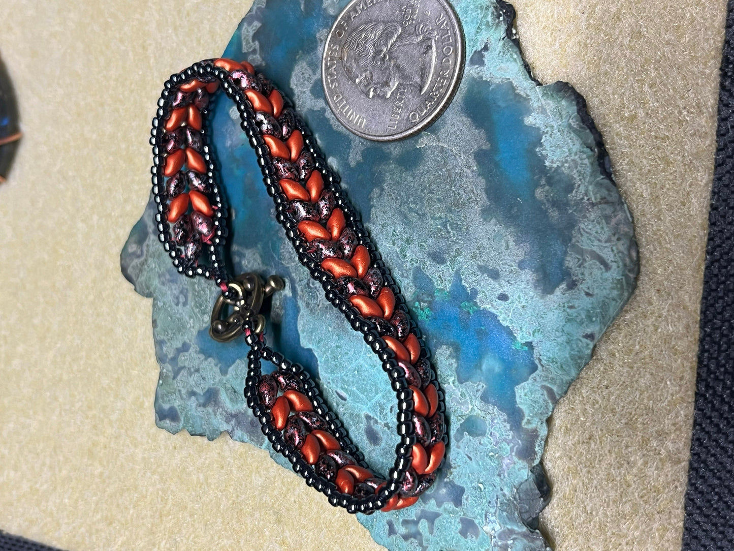 Picasso Red and Orange Super Duo Bracelet