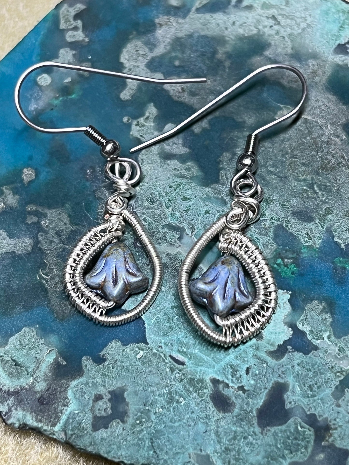 Czech Glass Lilac Earrings