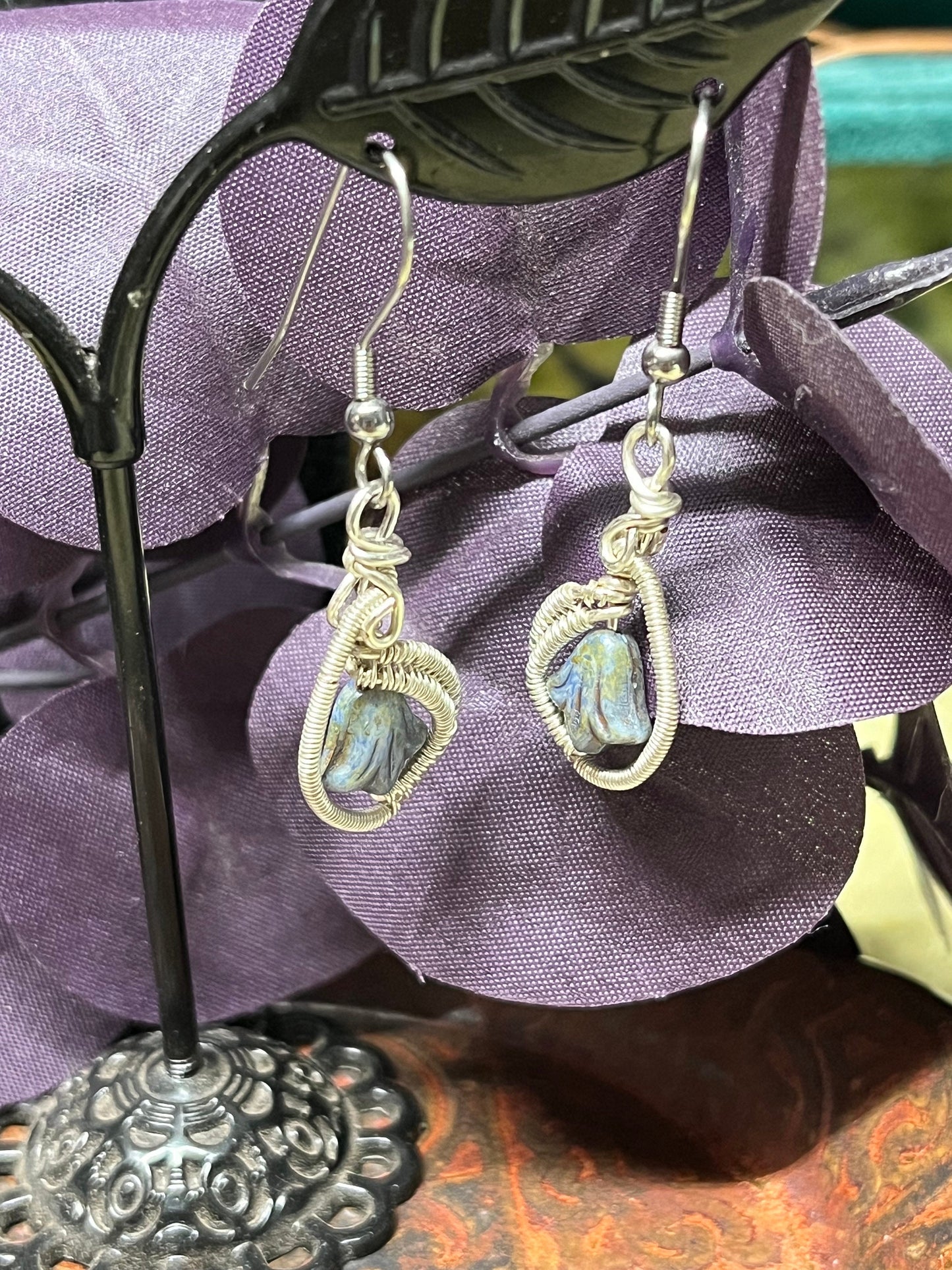 Czech Glass Lilac Earrings