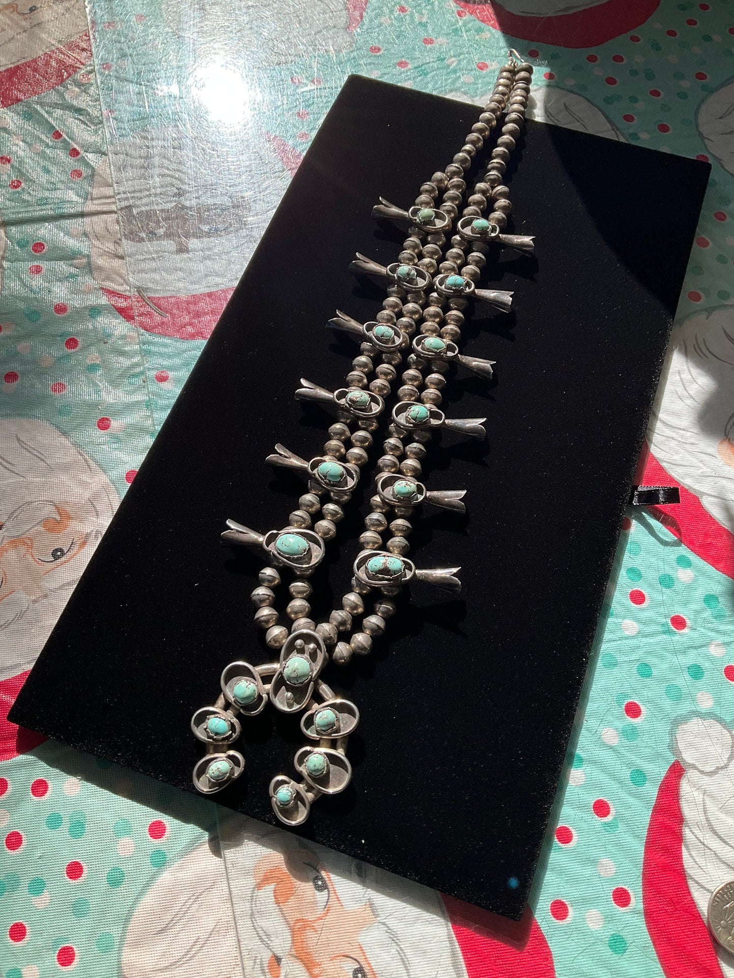 Vintage 1940’s Navajo Squash Blossom Necklace