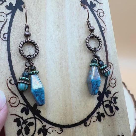Video of czech glass rhombus earrings