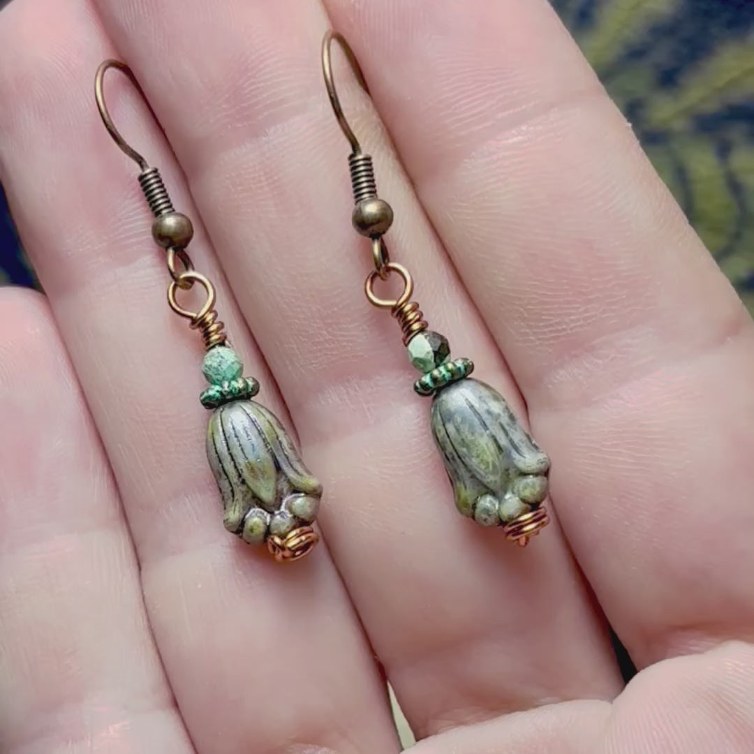 Video of Czech glass tulip earrings