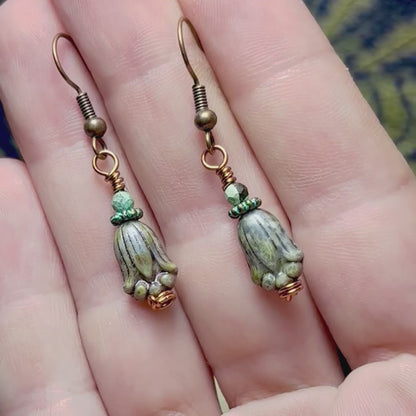 Video of Czech glass tulip earrings