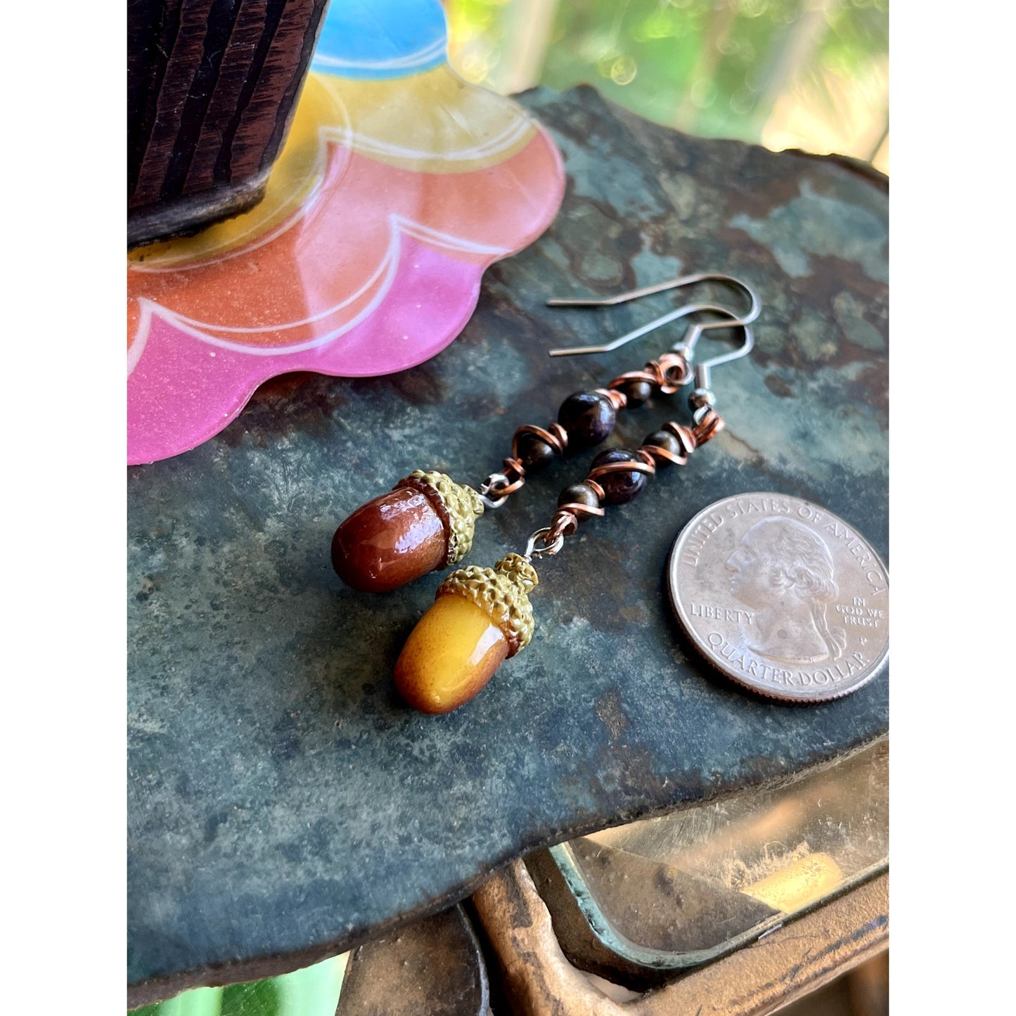 Red Garnet, Wire Wrap Earrings, Crystal Jewelry