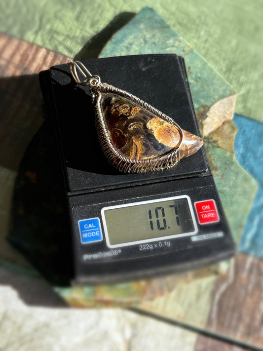 Sterling Silver Wire Wrap Blue Samsara Amber